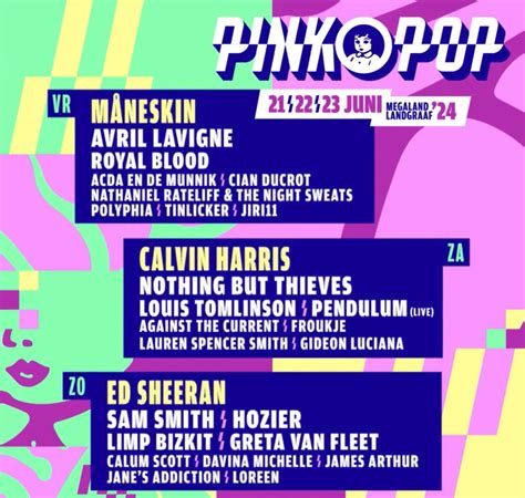 line-up voor 2024 pinkpop